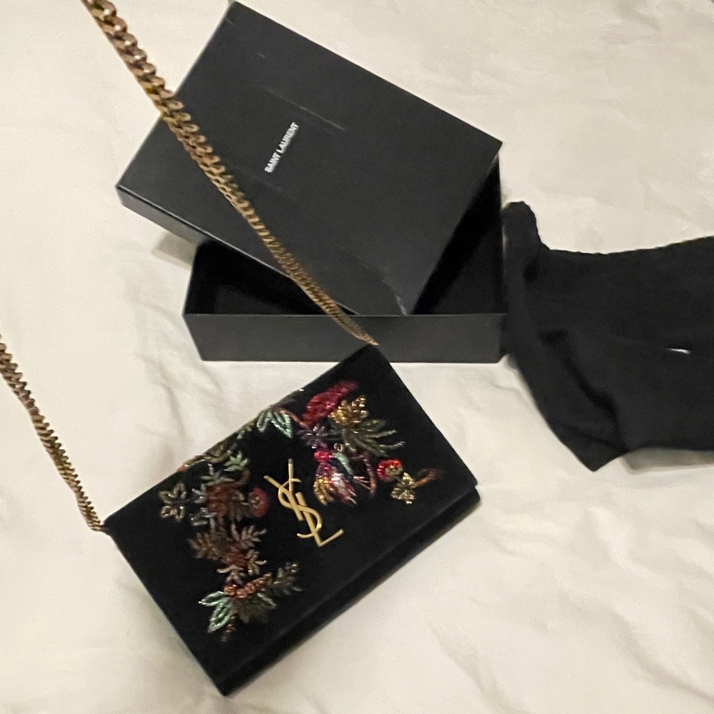 Multi color suede YSL bag